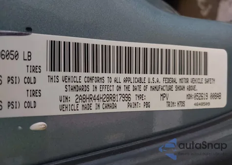 2008 Chrysler Town & Country Lx from USA, damaged, VIN 2A8HR44H28R817996